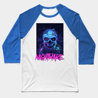 Nightmare Skull In Wires Baseball T-Shirt